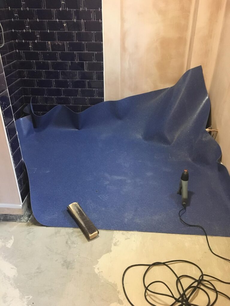Blue wetroom Tamworth before